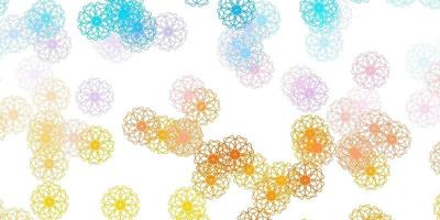 Light Blue, Yellow vector doodle pattern with flowers.