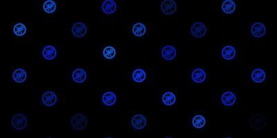 Dark BLUE vector background with covid-19 symbols.