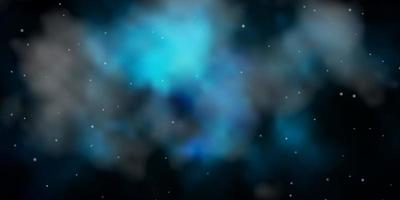 Dark BLUE vector background with small and big stars.