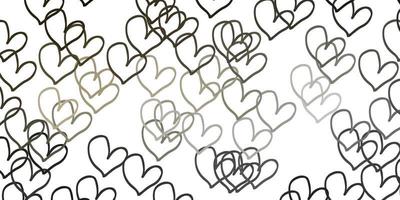 Light Gray vector pattern with colorful hearts.