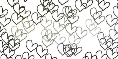 Light Gray vector pattern with colorful hearts.