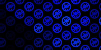 Dark BLUE vector pattern with coronavirus elements.