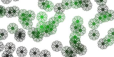 Light Green vector doodle pattern with flowers.