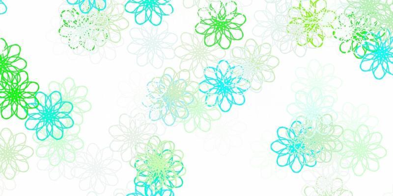 Light Green vector doodle background with flowers.