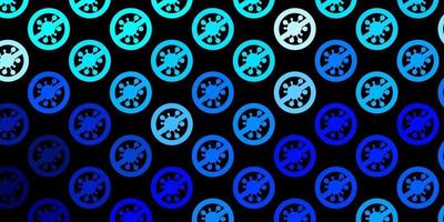 Dark BLUE vector pattern with coronavirus elements.