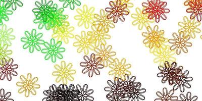 Light Green, Yellow vector doodle texture with flowers.