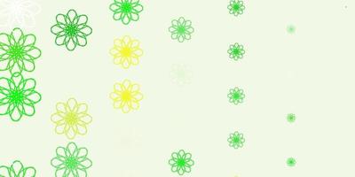 Fondo natural de vector verde claro, amarillo con flores.