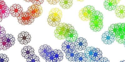 Fondo de doodle de vector multicolor claro con flores.