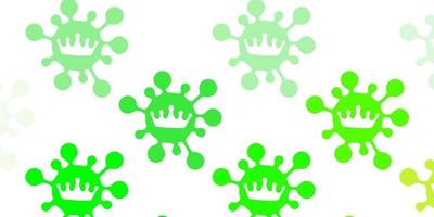 Light green, yellow vector backdrop with virus symbols.