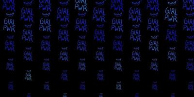 Dark BLUE vector texture with women's rights symbols.