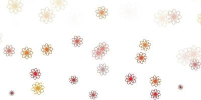 Light Orange vector doodle template with flowers.