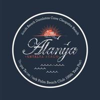 Alanya beach. T-shirt and apparel vector design, typography, print, label, poster.