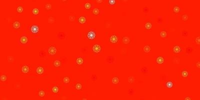 Fondo de doodle de vector naranja claro con flores.