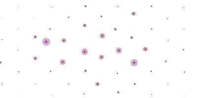 textura de doodle de vector rosa claro con flores.
