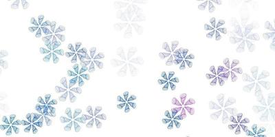 Light pink, blue vector natural artwork with flowers.