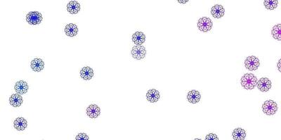 Light Pink, Blue vector doodle pattern with flowers.