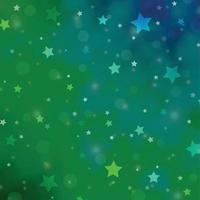 Light Blue, Green vector background with circles, stars.