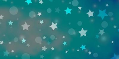 Light Blue, Green vector layout with circles, stars.