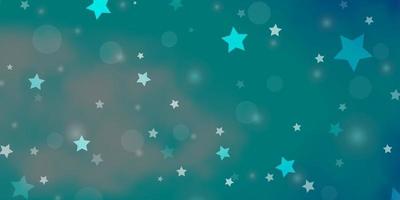 Light Blue, Green vector background with circles, stars.