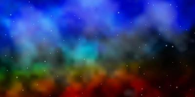 textura de vector multicolor oscuro con hermosas estrellas.