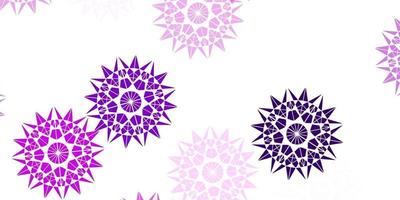 Light pink vector beautiful snowflakes backdrop with flowers.