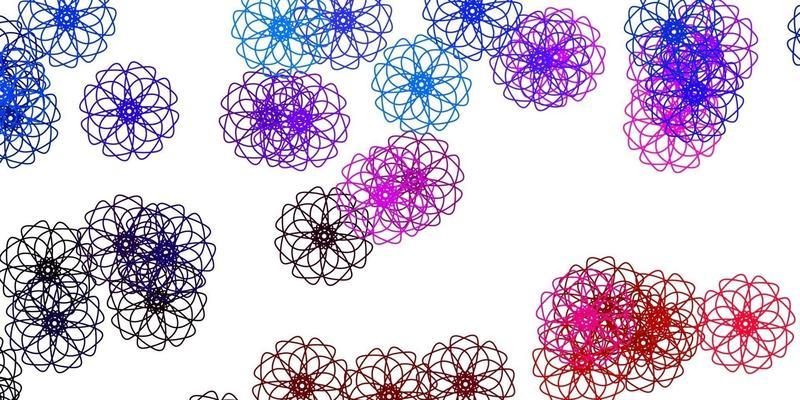 Light Blue, Red vector doodle template with flowers.