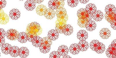 Light Orange vector doodle template with flowers.