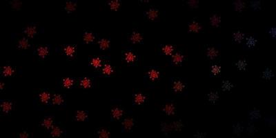 Dark blue, red vector pattern with coronavirus elements.