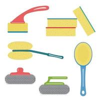 Insulated dish washing sponges, set, color vector illustration in flat style