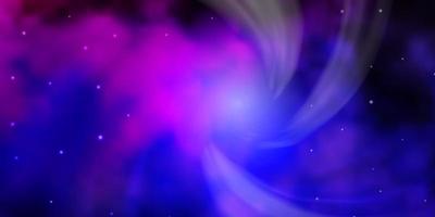 Dark Purple, Pink vector background with colorful stars.