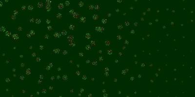 Light Green, Red vector texture with bright snowflakes.