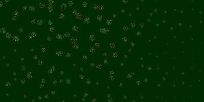 Light Green, Red vector texture with bright snowflakes.