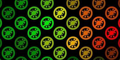 textura de vector verde oscuro, amarillo con símbolos de enfermedades.