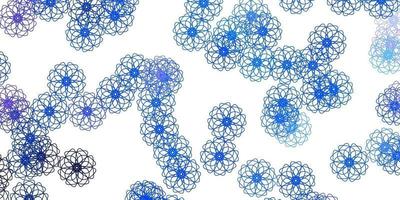 Light BLUE vector doodle pattern with flowers.