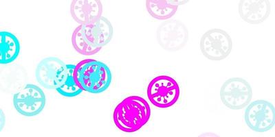 Light pink, blue vector pattern with coronavirus elements.