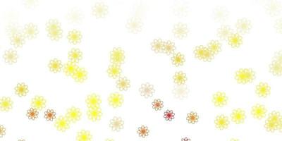 Light Orange vector doodle pattern with flowers.