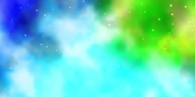 Light Blue, Green vector background with small and big stars.