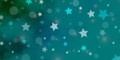 Light Blue, Green vector texture with circles, stars.