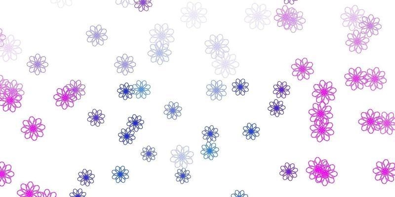 Light Pink, Blue vector doodle background with flowers.
