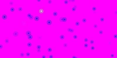 Light Pink, Blue vector doodle background with flowers.