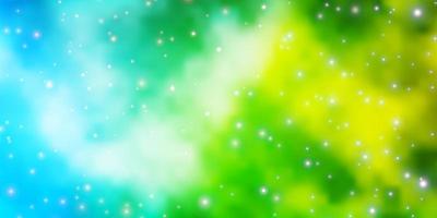 Light Blue, Green vector pattern with abstract stars.