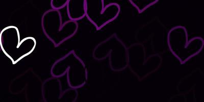 Light Purple vector background with hearts.