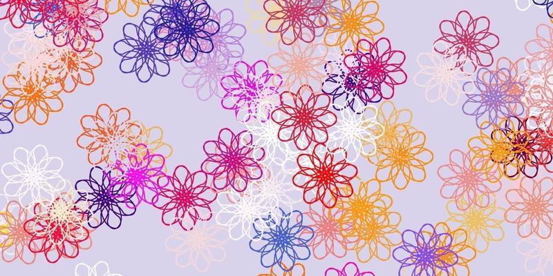Light Pink, Yellow vector doodle pattern with flowers.