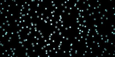 Dark Green vector background with colorful stars.