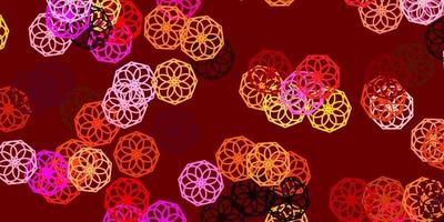 Light Red, Yellow vector doodle background with flowers.