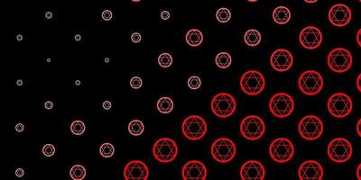 Dark Red vector background with occult symbols.