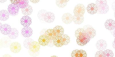 Light Pink, Yellow vector doodle pattern with flowers.