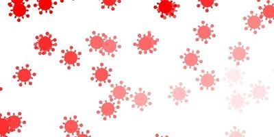 Light red vector background with covid-19 symbols.