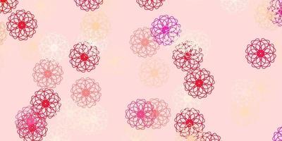 textura de doodle de vector rojo claro con flores.