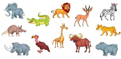 Large set of African animals. Funny animal characters in cartoon style.  5875370 Vector Art at Vecteezy